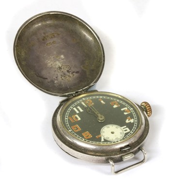 Lot 443 - A sterling silver Wilsdorf and Davis WW1 trench watch