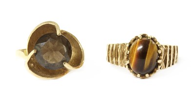 Lot 344 - A 9ct gold single stone smoky quartz ring