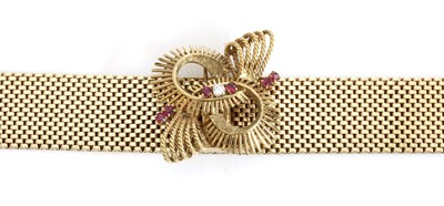 Lot 164 - A 9ct gold ruby and diamond bracelet, by Sannit and Stein, c.1960