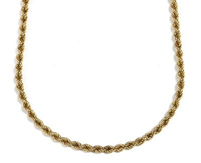Lot 316 - A 9ct gold hollow rope link necklace