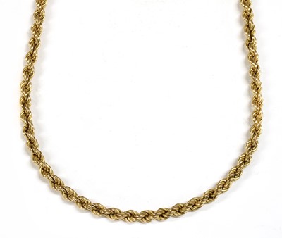Lot 318 - A 9ct gold hollow rope link necklace