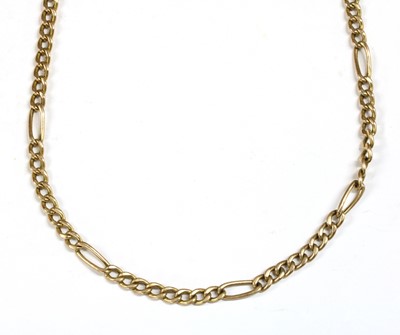 Lot 311 - A 9ct gold hollow figaro link chain