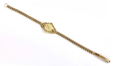 Lot 461 - A ladies' 9ct gold Tissot mechanical bracelet watch, c.1950