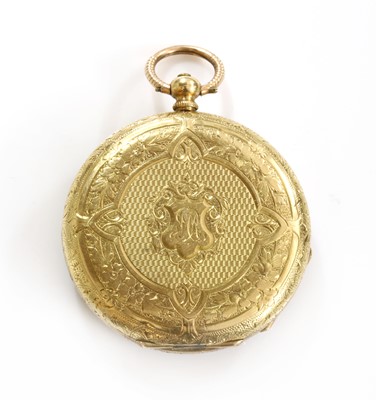 Lot 497 - A Swiss 18ct gold key wound open-faced pocket watch