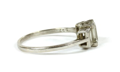 Lot 73 - A platinum three stone diamond ring