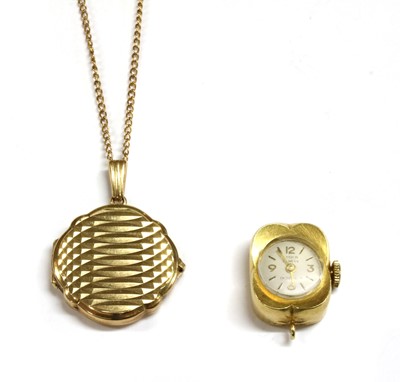 Lot 350 - A ladies' gold Emka mechanical pendant watch