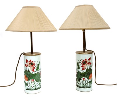 Lot 145B - A pair of Chinese porcelain table lamps