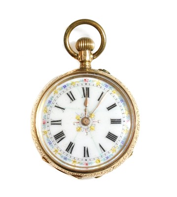 Lot 449 - A gold pin set open-faced fob watch