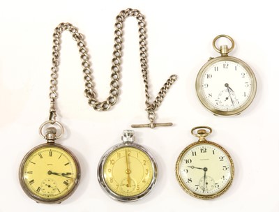 Lot 445 - A sterling silver Smith top wind open-faced pocket watch