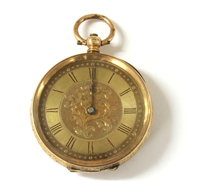 Lot 450 - A gold key wound open-faced fob watch