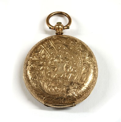 Lot 450 - A gold key wound open-faced fob watch