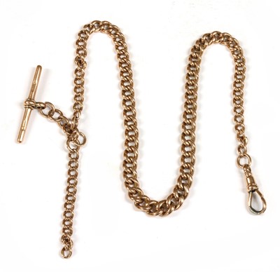 Lot 425 - A 9ct gold graduated curb link Albert chain