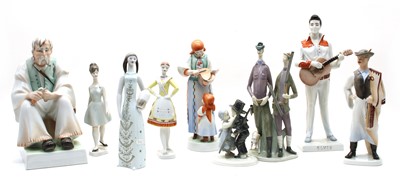 Lot 230 - A collection of Hungarian Zsolnay Pecs porcelain figures