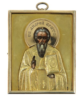 Lot 628 - A miniature silver gilt icon of St Andrew of Crete