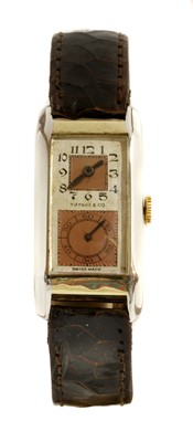 Lot 508 - A gentlemen's Art Deco, two colour, 14ct gold Tiffany mechanical strap watch