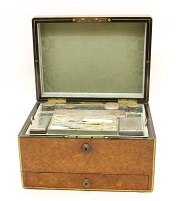 Lot 150A - An early Victorian burr maple fitted vanity case, by J Turrill, Regent Street, London
