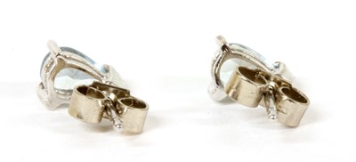 Lot 182 - A pair of 18ct white gold aquamarine stud earrings