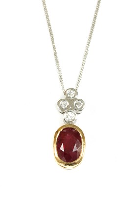 Lot 167 - An 18ct gold ruby and diamond pendant