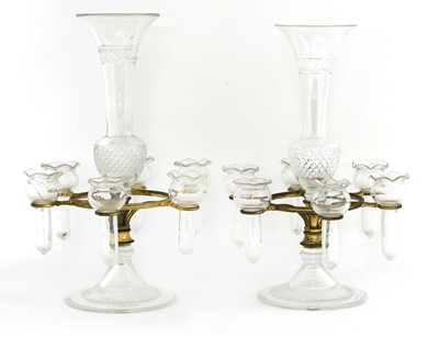 Lot 282 - A pair of cut-glass epergnes