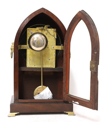 Lot 69 - A mahogany lancet-cased bracket clock