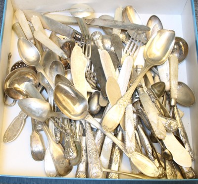 Lot 24 - A collection of silver and plated flatware