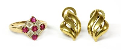 Lot 165 - A 9ct gold ruby and diamond ring