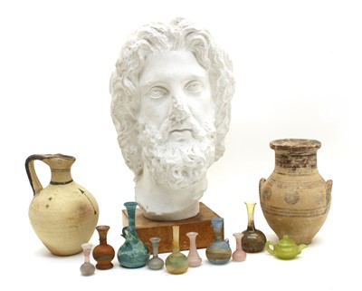 Lot 205 - An Ancient Grecian terracotta twin handled urn