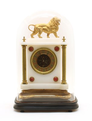 Lot 207 - A late 19th century French alabaster and gilt cased mantle clock