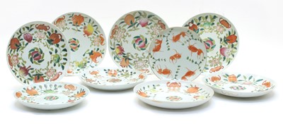 Lot 393 - A collection of eight Chinese famille rose plates