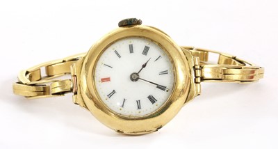 Lot 457 - A ladies' 18ct gold mechanical bracelet watch