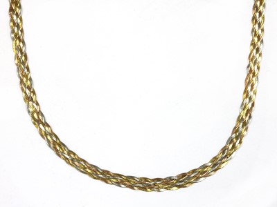 Lot 314 - A 9ct three colour gold plaited herringbone link necklace