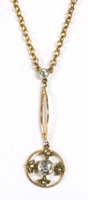 Lot 43 - A gold aquamarine and split pearl Edna May pendant