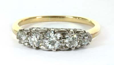 Lot 187 - A gold five stone diamond ring