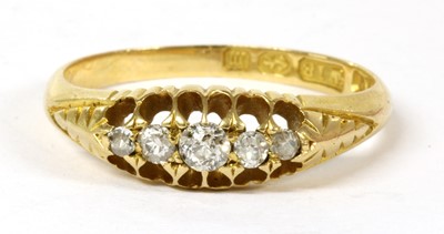 Lot 27 - A Victorian 18ct gold five stone diamond ring