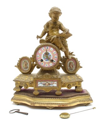 Lot 369 - A 19th century gilt spelter mantel clock