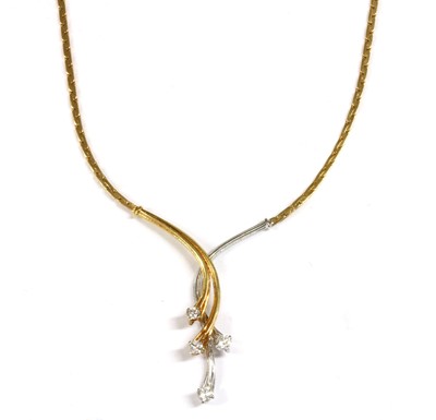 Lot 224 - A 9ct two colour gold diamond necklace