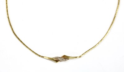 Lot 226 - A 9ct two colour gold diamond necklace