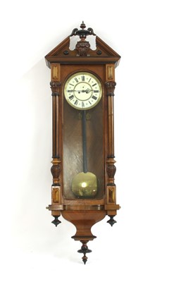 Lot 617 - A late 19th century Austrian walnut cased wall clock