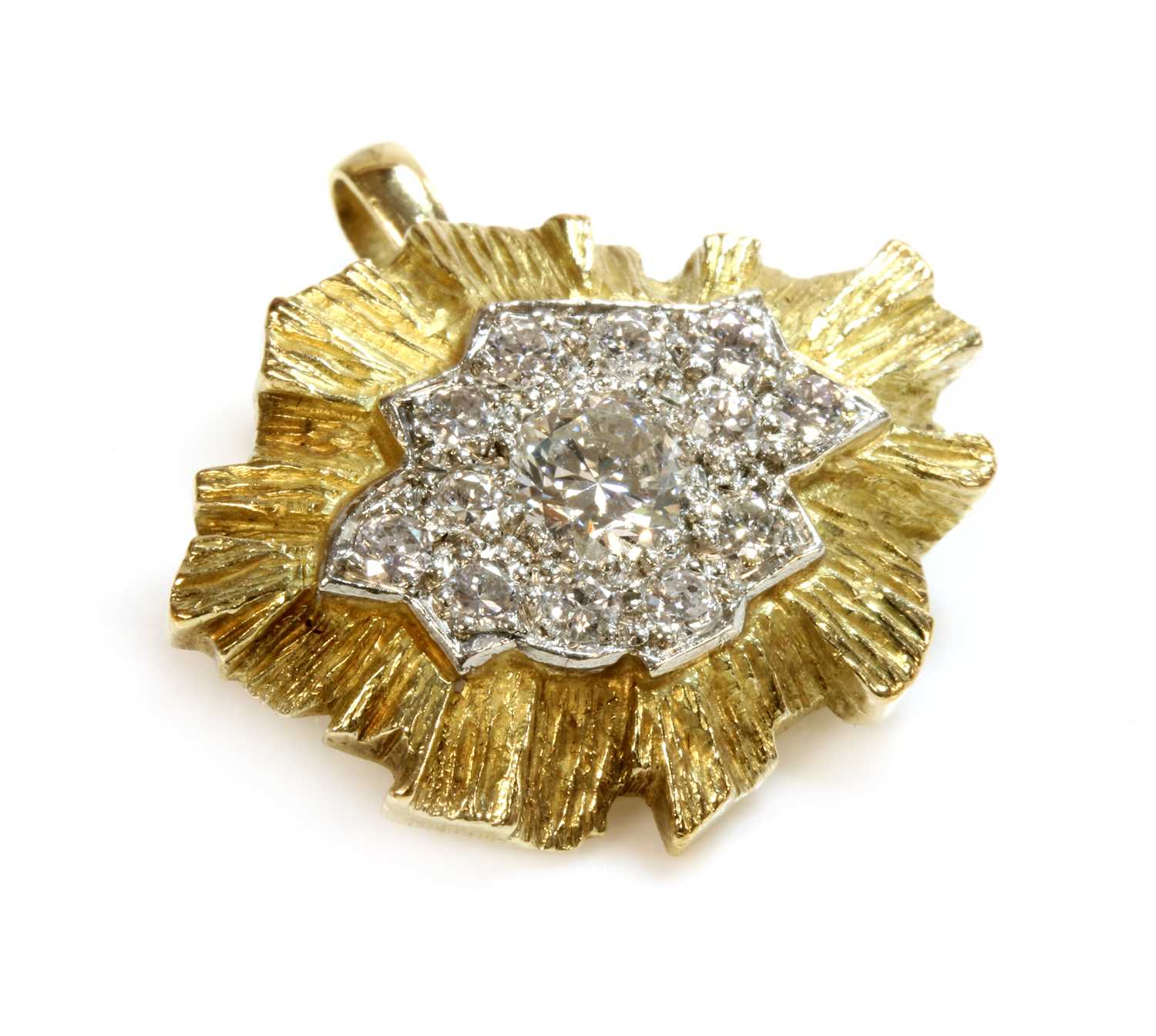 Lot 196 - A yellow and white gold diamond set brooch pendant
