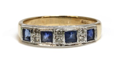 Lot 280 - An 18ct gold sapphire and diamond half eternity ring