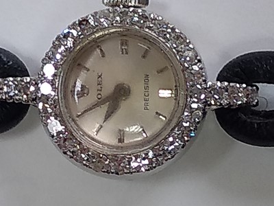 Lot 159 - A ladies' 18ct white gold Rolex 'Precision' mechanical cocktail watch, c.1950