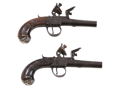 Lot 767 - A pair of flintlock travelling pistols by Richard Cowper