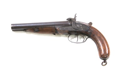 Lot 776 - A 16 bore double-barrelled rifled pin-fire Westley Richards Howdah pistol