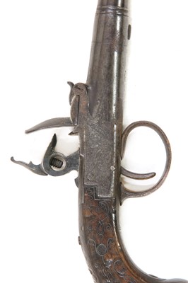 Lot 763 - A flintlock cannon barrel pocket pistol by Delaney of London