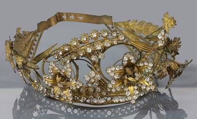 Lot 9 - A Regency gilt metal and paste, en tremblant tiara or headdress, c.1810-1830
