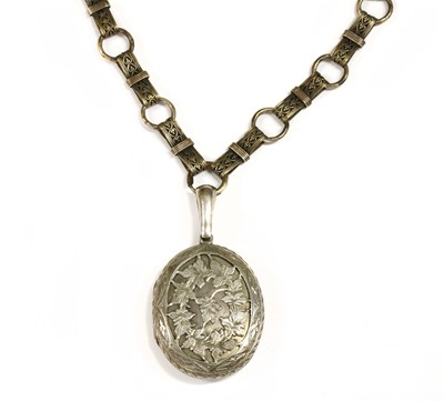 Lot 66 - A Victorian silver locket and collar