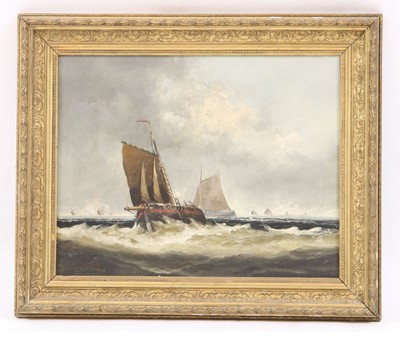 Lot 326A - James Staunton (British, 19th Century), Sailing ship in choppy seas, oil