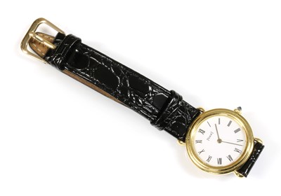 Lot 519 - A ladies' 18ct gold Piaget mechanical strap watch, c.1979
