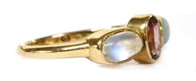 Lot 20 - An Edwardian gold garnet, opal and moonstone ring