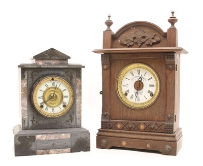 Lot 105 - A Victorian slate mantel clock